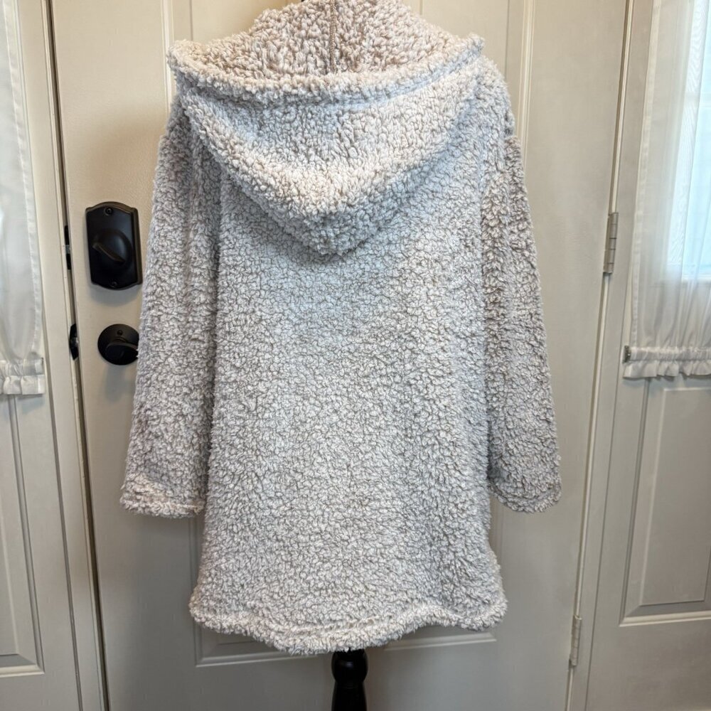 Serra Faux Shearling Open Front Cardigan Hooded Lounge Wrap Sz S/M Soft Cozy - Picture 3 of 11